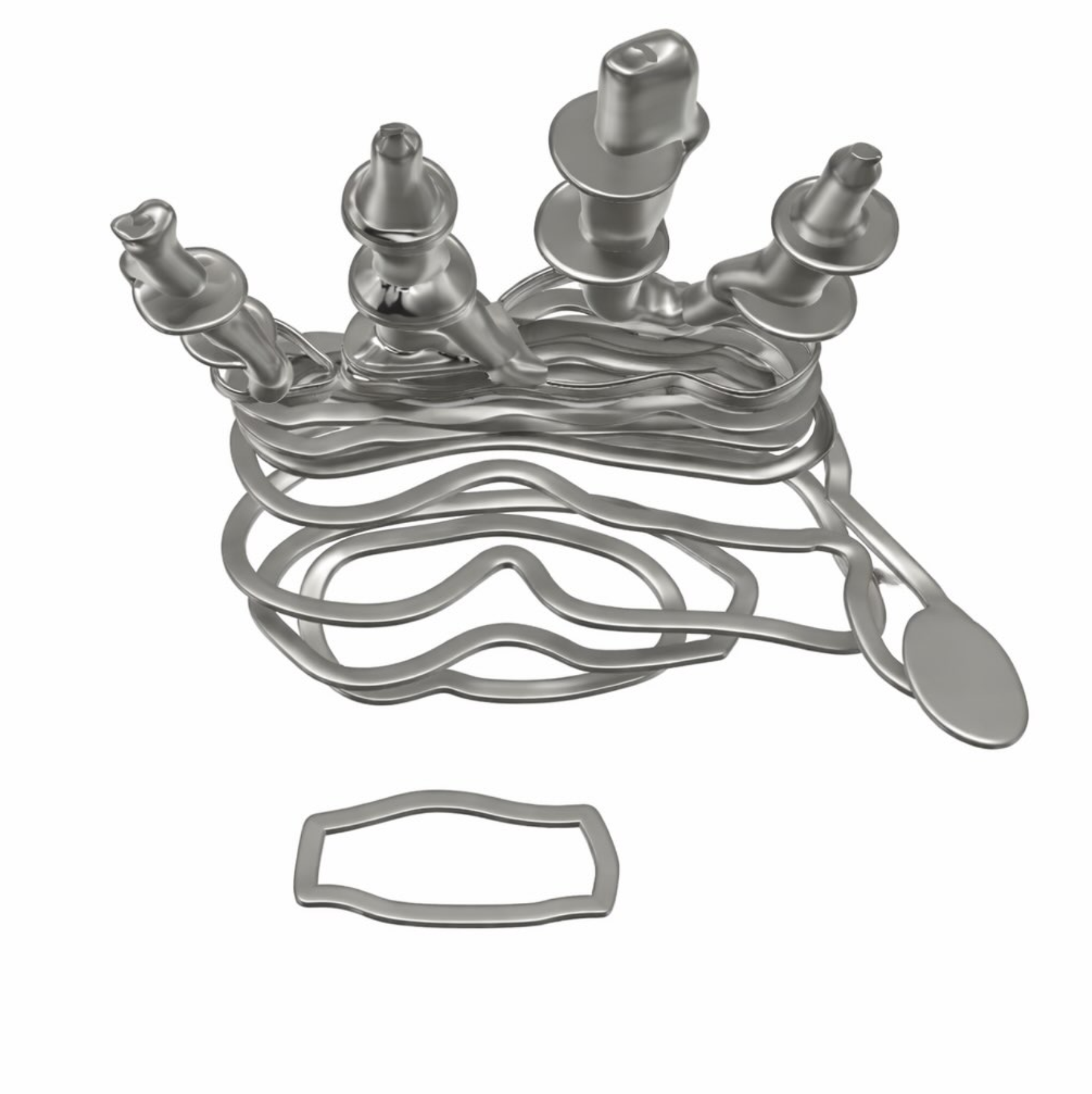 Silver generative object with an outline study beneath it