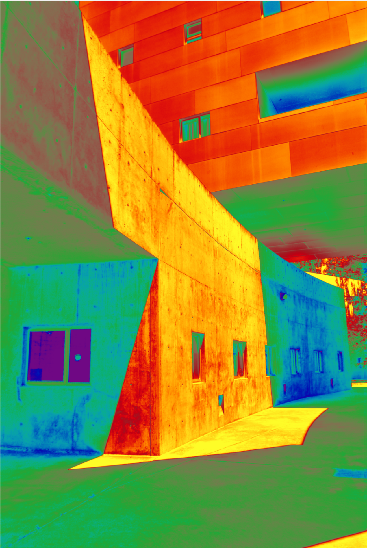 False-color architectural light analysis