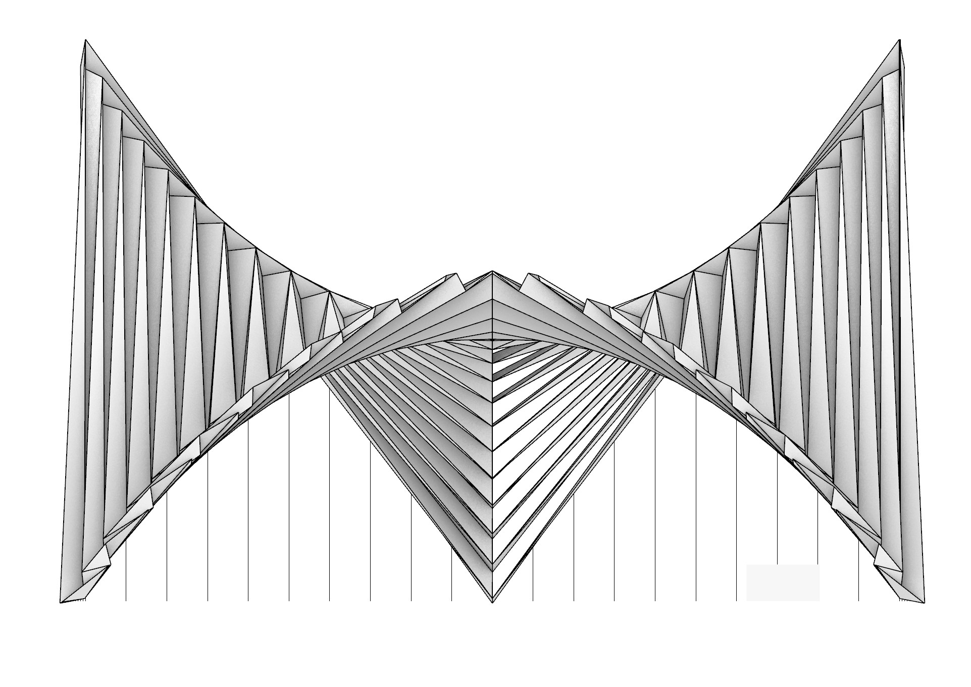 Line rendering of a suspended folded structure